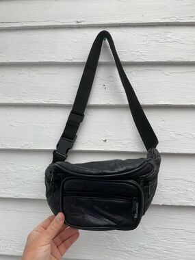 Vintage Style Black Patchwork Leather Belt Bag Fanny Pack